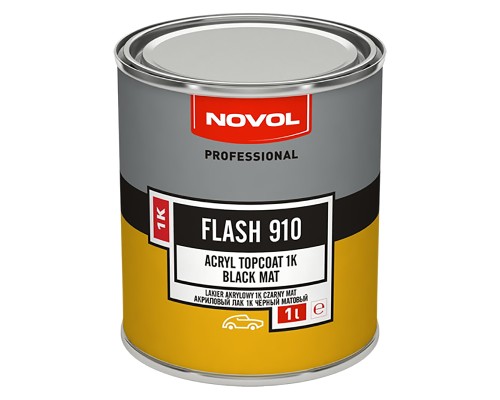 Лак NOVOL FLASH 910 1К (эмаль) акриловый, матовый, чёрный 1л 32001